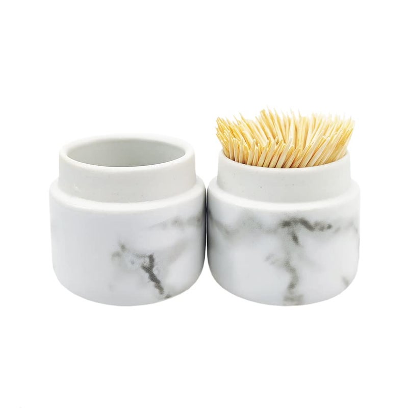 MASSJOY Nordic Creative Toothpick Holder Toothpick Box, Ceramic Home Living Room Cotton Swab Storage Tank, Marbled Toothpick Bucket. - Image 5